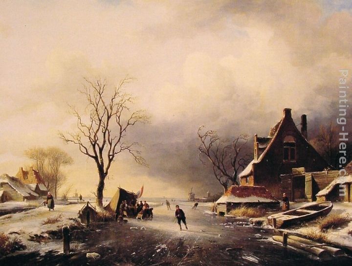 Charles Henri Joseph Leickert Winter Scene with Skaters